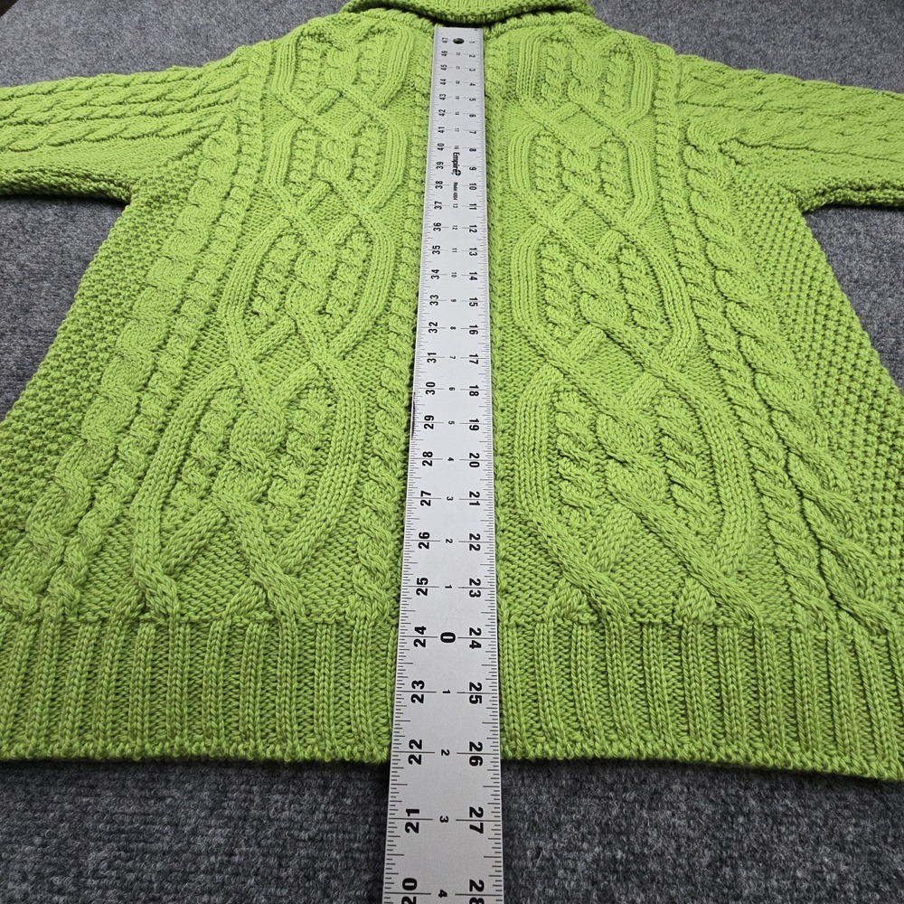 Aran Crafts‎ Irish Merino Wool Zip Cardigan Womens NWT L Green Cable Knit - Picture 10 of 11